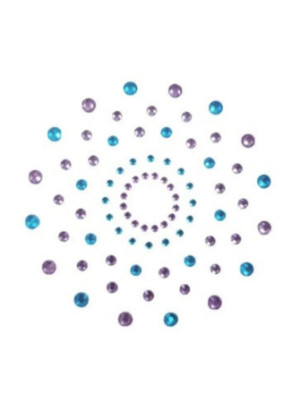 Paire de cache tétons adhésifs strass bleu et violet - NP-1020BLU